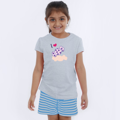 Grey Half Sleeve Girls Pyjama - Chocky