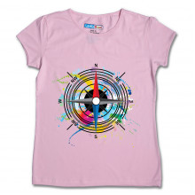 Women Round Neck Pink Tops- Compass