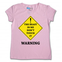 Women Round Neck Pink Tops - Warning