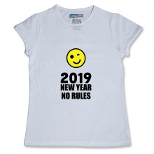 Women Round Neck White Tops - No Rules 2019